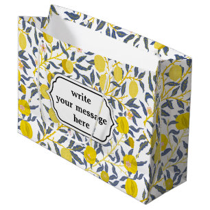Grand Sac Cadeau Élégant motif de vignes de citron choisissez vot