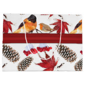 Grand Sac Cadeau Élégant Motif d'hiver de ruban rouge (Dos)