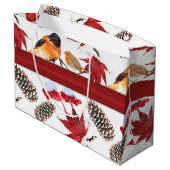 Grand Sac Cadeau Élégant Motif d'hiver de ruban rouge (Dos Angle)