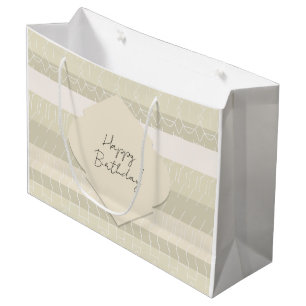 Grand Sac Cadeau Élégant Motif géométrique beige clair