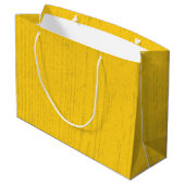 Grand Sac Cadeau Elégant moutarde jaune grain de bois (Dos Angle)