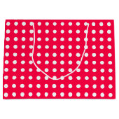Grand Sac Cadeau Élégant Noël Rouge Blanc Pois Modèle (Devant)