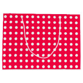 Grand Sac Cadeau Élégant Noël Rouge Blanc Pois Modèle (Dos)
