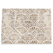 Grand Sac Cadeau Elégant or blanc Chic Damask (Devant)