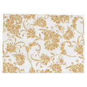 Grand Sac Cadeau Élégant or blanc floral (Dos)