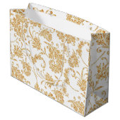 Grand Sac Cadeau Élégant or blanc floral (Dos Angle)