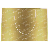 Grand Sac Cadeau Élégant or Joyeux Noël avec nom (Dos)