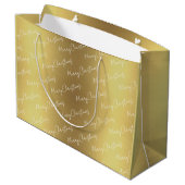 Grand Sac Cadeau Élégant or Joyeux Noël avec nom (Dos Angle)