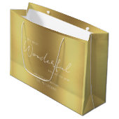 Grand Sac Cadeau Élégant or Joyeux Noël avec nom (Devant Angle)