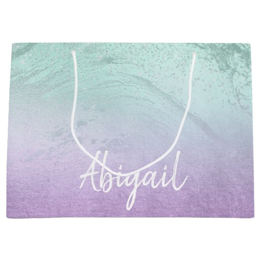 Grand Sac Cadeau Élégant parties scintillant moderne sombre violet (Devant)