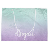 Grand Sac Cadeau Élégant parties scintillant moderne sombre violet (Dos)