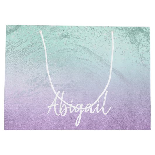 Grand Sac Cadeau Élégant parties scintillant moderne sombre violet (Dos)