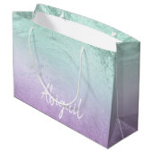 Grand Sac Cadeau Élégant parties scintillant moderne sombre violet (Dos Angle)