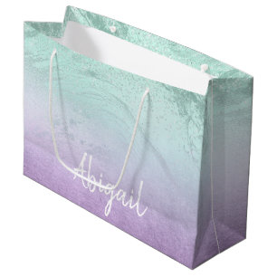 Grand Sac Cadeau Élégant parties scintillant moderne sombre violet