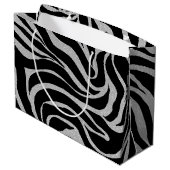 Grand Sac Cadeau Elégant Parties scintillant noire Silver Zebra Pos (Dos Angle)