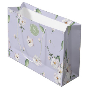 Grand Sac Cadeau Elégant Périwinkle Ressort Aquarelle Florale