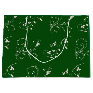 Grand Sac Cadeau Elegant Pink Floral Swirl 