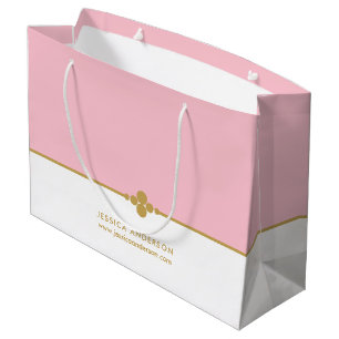 Grand Sac Cadeau Élégant Pink Gold Personnalisé