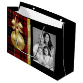 Grand Sac Cadeau Élégant Plaid avec photo Noël (Devant Angle)