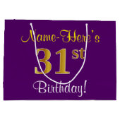 Grand Sac Cadeau Elégant, pourpre, Faux Gold 31e anniversaire + Nom (Dos)