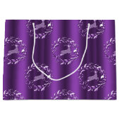 Grand Sac Cadeau Élégant renne d'argent violet Noël (Devant)