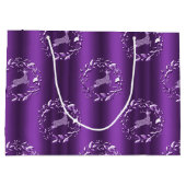 Grand Sac Cadeau Élégant renne d'argent violet Noël (Dos)