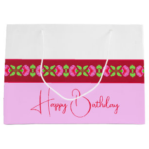 Grand Sac Cadeau Élégant Rose Clair Et Floral