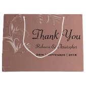 Grand Sac Cadeau Élégant Rose Mariage Merci or (Devant)