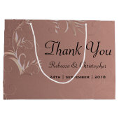 Grand Sac Cadeau Élégant Rose Mariage Merci or (Dos)