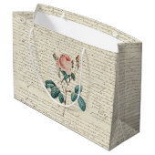 Grand Sac Cadeau Élégant Rose Vintage manuscrit Script (Dos Angle)