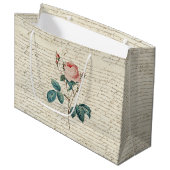 Grand Sac Cadeau Élégant Rose Vintage manuscrit Script (Devant Angle)