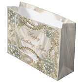 Grand Sac Cadeau Elégant Satin Pearl Ivory (Devant Angle)