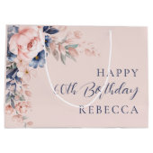 Grand Sac Cadeau Élégant script floral 60e anniversaire personnalis (Dos)