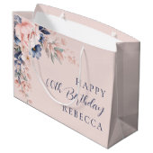 Grand Sac Cadeau Élégant script floral 60e anniversaire personnalis (Dos Angle)