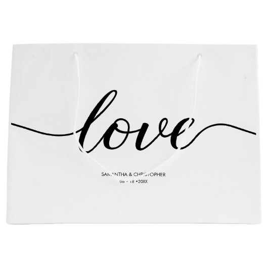 Grand Sac Cadeau Elégant Simple Love Script Mariage personnalisé av (Devant)