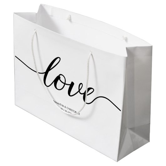 Grand Sac Cadeau Elégant Simple Love Script Mariage personnalisé av (Dos Angle)