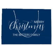 Grand Sac Cadeau Élégant Simple Nettoyage Minuit Bleu Noël (Dos)