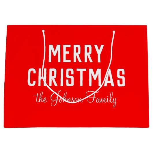 Grand Sac Cadeau Élégant Simple Nettoyant Noel Rouge (Devant)