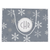 Grand Sac Cadeau Élégant Snowflakes en Arrière - plan bleu (Dos)