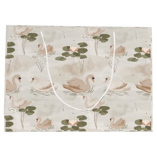 Grand Sac Cadeau Elegant swan pattern pattern (Dos)