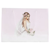 Grand Sac Cadeau Élégant Tendre Rose Future Mariée Baby Shower (Dos)