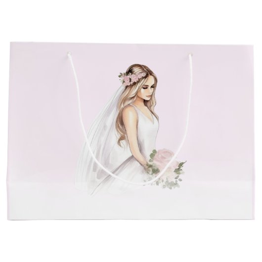 Grand Sac Cadeau Élégant Tendre Rose Future Mariée Baby Shower (Dos)