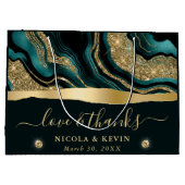 Grand Sac Cadeau Élégant Turquoise Foil et Gold Parties scintillant (Dos)