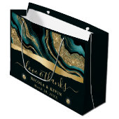 Grand Sac Cadeau Élégant Turquoise Foil et Gold Parties scintillant (Devant Angle)