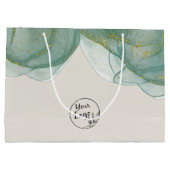 Grand Sac Cadeau Elégant Vert Parties scintillant or Aquarelle (Dos)