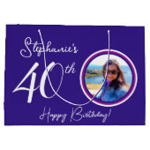 Grand Sac Cadeau Elégant violet 40e anniversaire Photo (Dos)