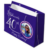 Grand Sac Cadeau Elégant violet 40e anniversaire Photo (Devant Angle)