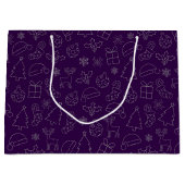Grand Sac Cadeau Élégant violet et Parties scintillant argent Motif (Devant)