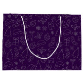 Grand Sac Cadeau Élégant violet et Parties scintillant argent Motif (Dos)