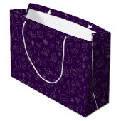 Grand Sac Cadeau Élégant violet et Parties scintillant argent Motif (Dos Angle)